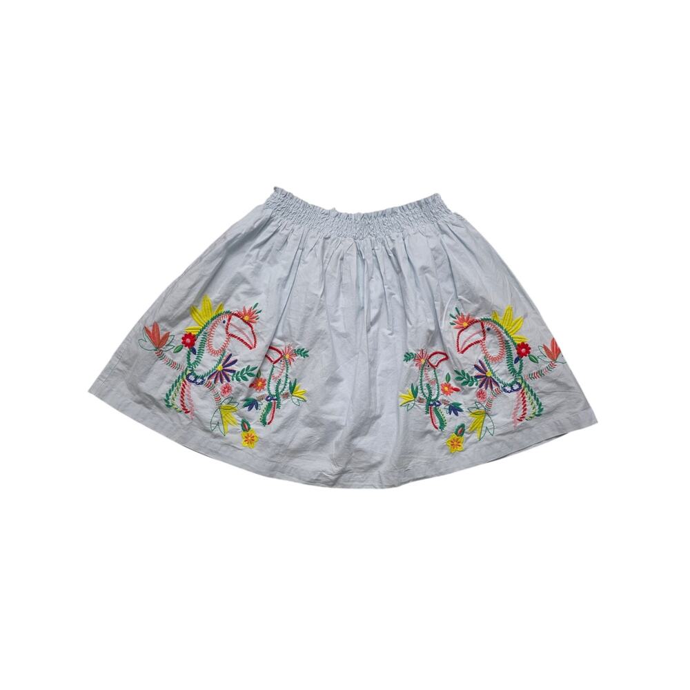 Mini Boden Embroidered Toucan Skirt Light Blue Size 11-12 Y